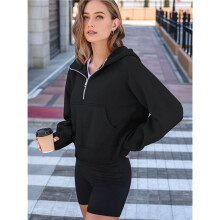 Womens Hoodies Fleece Fall Fashion Workout Sweatshirts Winter Jackets Oversized Pullover Tops Clothes 2025 Black M