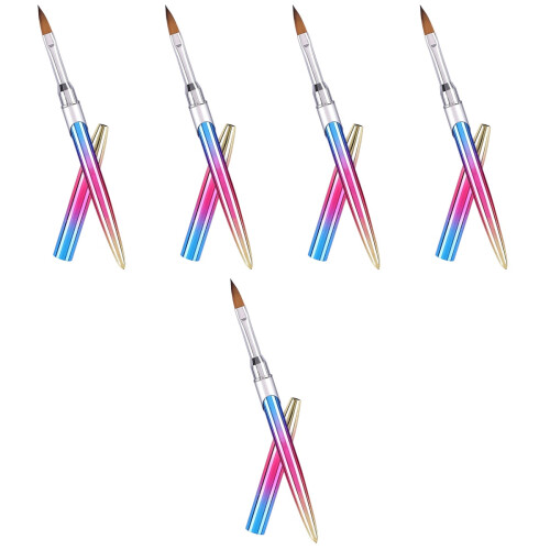 5Pièces Pinceaux Nail Art Multicolores Maniure Pour Usage Pro 2