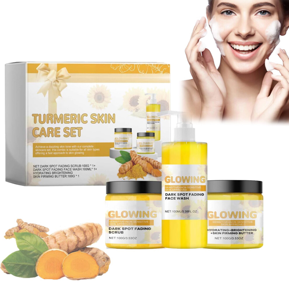 Turmeric Skincare Set with Face Wash, Scrub and Butter for Deep Hydration and Radiant Glow (3)