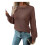 Womens Sweaters Casual Crew Neck Tops Long Sleeve Ribbed Knit Solid Pullover Coffee Brown S 1