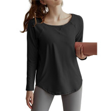 Long Sleeve Workout Tops for Women Athletic UPF 50+ Sun Rash Guard Shirts Running SPF Gym Quick Dry Clothes Black L