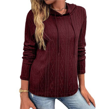 Womens Hoodies Oversized Hooded Sweatshirt Casual Long Sleeve Drawstring Pullover Tops Wine Red XXL