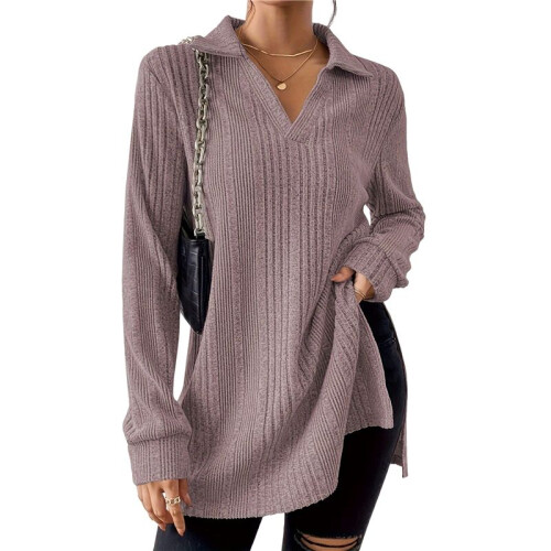 Women'S 2025 Fall Long Sleeve Half Zip Casual Oversized Ribbed Knit Pullover Sweater Top  M