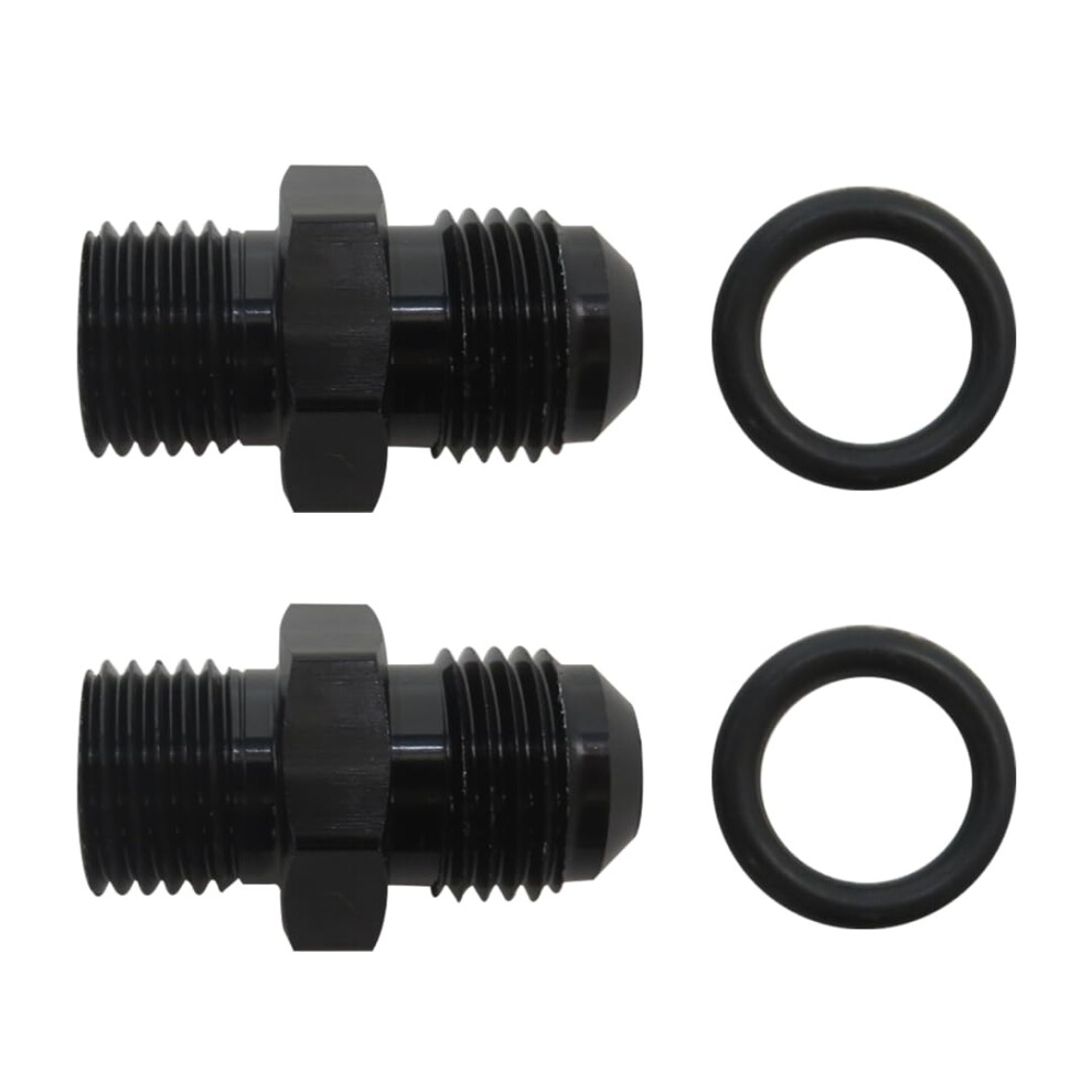 6An To 1/4 Npsm Transmission Cooler Fittings An Flare Adapter Aluminum For Th350 Th400 4L60e Pack Of 2 Black 9073542215936