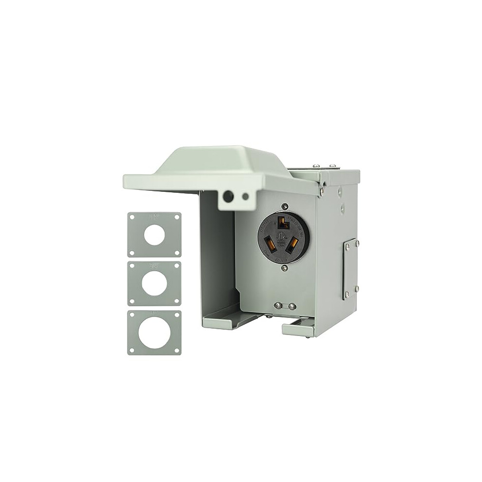 30 Amp Dryer Outlet Box Outdoor Weatherproof Nema 1030R Receptacle, Etl Listed 125/250V, Lockable 9330225553946
