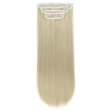 24 Inch Clip in Hair Extensions Set Light Ash Blonde Thick Straight Hair for Instant Volume Boost