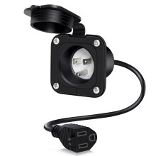 Waterproof AC Power Inlet Plug 15 Amp NEMA 515 Inlet Port with 16 Inch Extension Cord for RV Boat