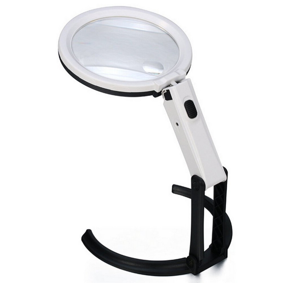 Light 30X Desktop Magnifying Glass With Led Dual Lens Rechargeable Folding Lamp For Reading And Hobbies