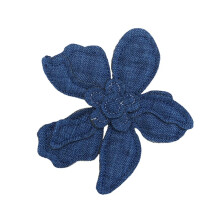 Blue Floral Denim Patch for Jeans, Durable Sew On Jean Patch, Hand Sewn Decorative Design