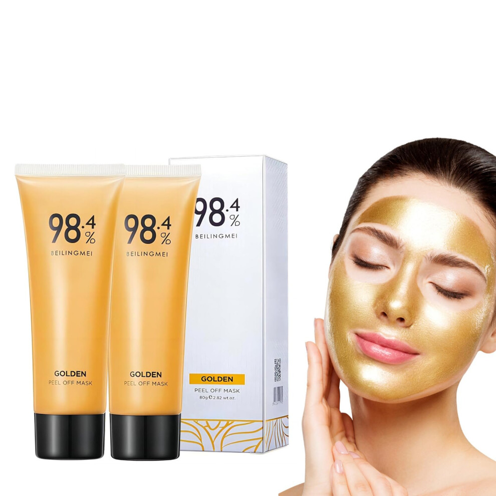Gold Peel Off Face Mask 2Pcs 80G Deep Pore Cleansing Antiaging Radiance Restoration For All Skin Types