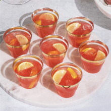 Bicchieri di Plastica con Bordo Dorato, Bicchieri di Plastica Bicchieri Riutilizzabili per Feste Bicchieri da Vino per Champagne Cocktail Martini