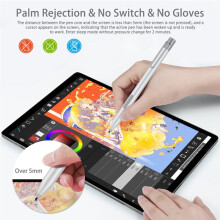 For Surface Stylus Pen Go Pro7/6/5/4/3 Electronic Pen 4096 Levels of Pressure with Tip Extractor+Tip -Silver