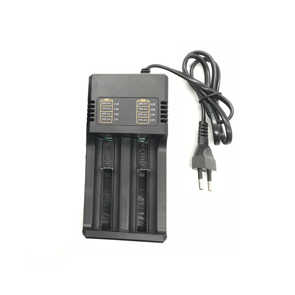 2-Slots Li-Ion Battery Charger 3.7V 18650 16340 14500 Li-Ion Rechargeable Battery Charger 18650 Battery Charger Eu Plug 4712557616158