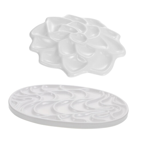 2pcs Watercolor Paint Palette with Easy Clean Surface, Compact Handheld Tray for Artists