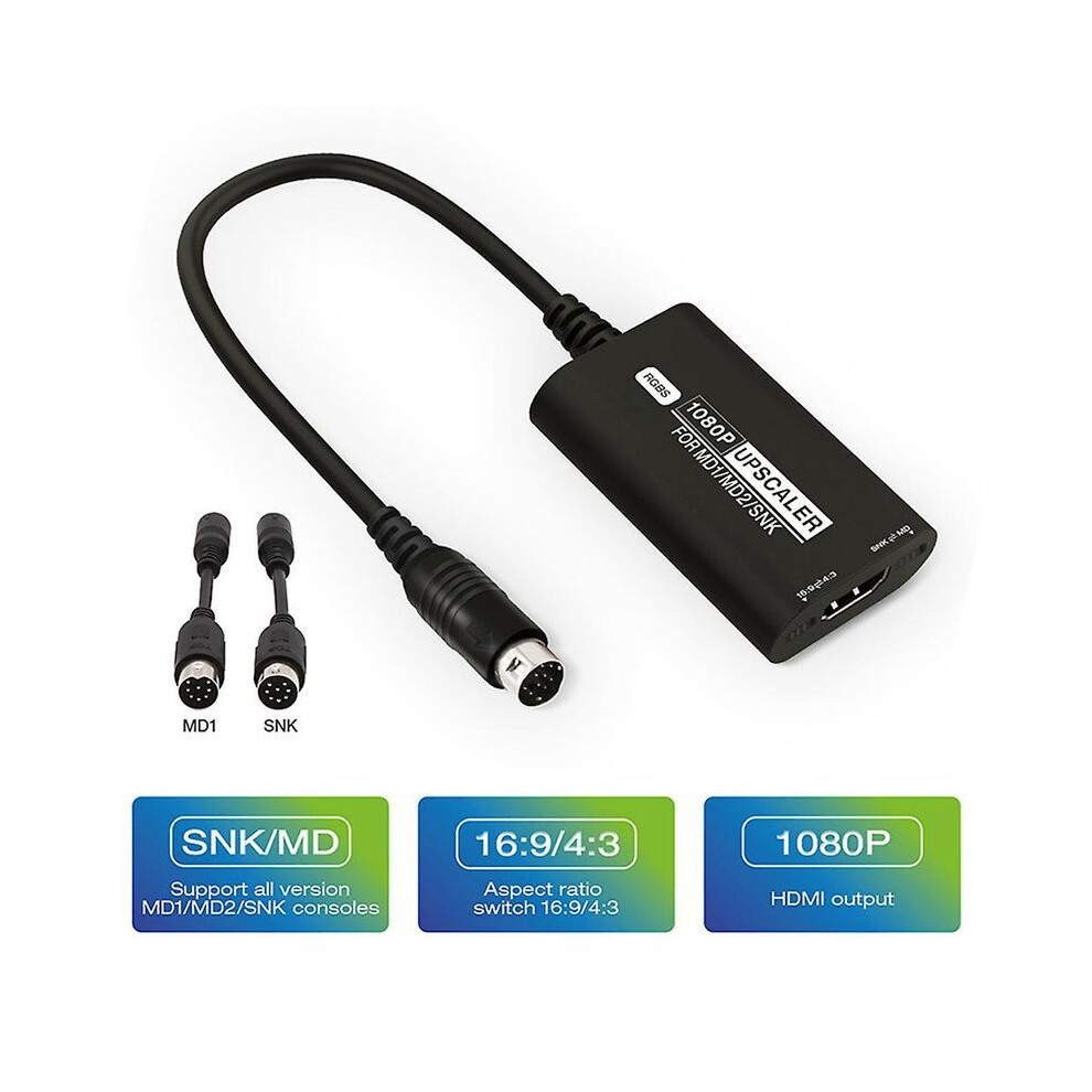 Rgbs To 1080P Hdmi Upscaler For Sega Md1/Md2/Snk Console 3269602386241