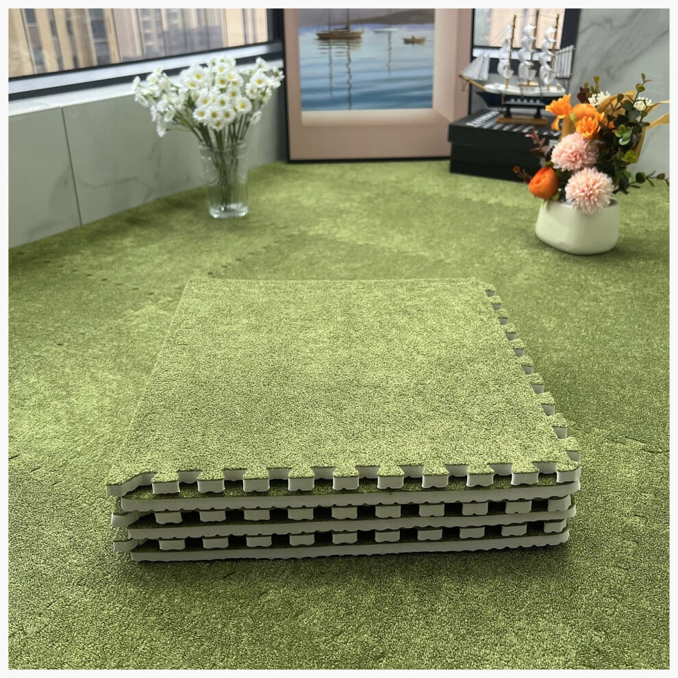 10Pcs Foam Interlocking Floor Mats 24X24in Plush Cushion Nonslip Washable Carpet Tiles Grass Green 9330225599142