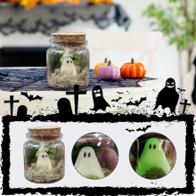 HKUKY Ghost Bottle Ghost Figure i glas med mos, der lyser i mørket
