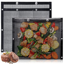 2 Pack 12x9.5 Inch Nonstick BBQ Mesh Grill Bags Reusable Veggie Grilling Pouches with Snap Button Closure