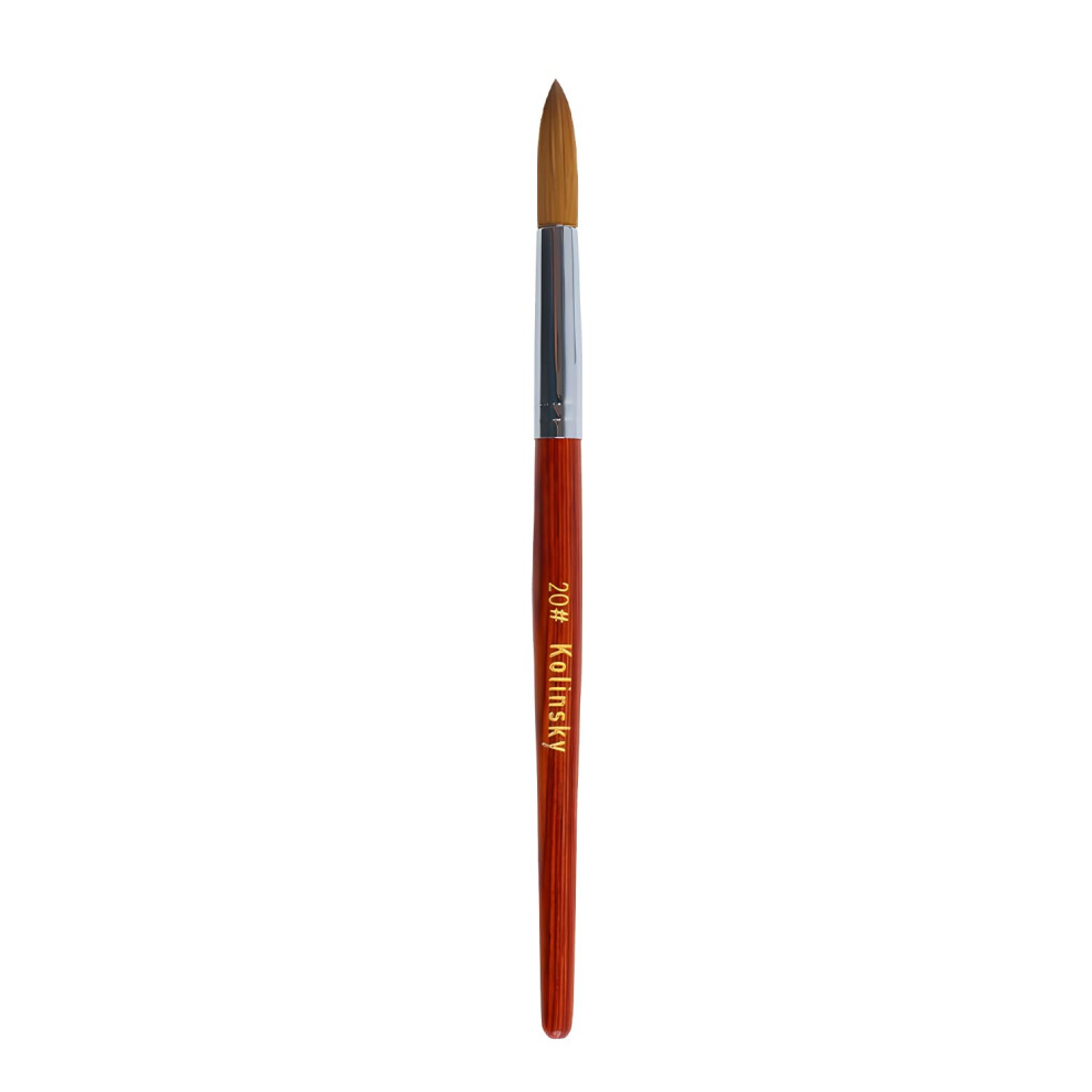Red Kolinsky Acrylic Nail Brush Size 20, 100% Kolinsky Sable With Wood Handle For Smooth Salongrade Acrylic Applications