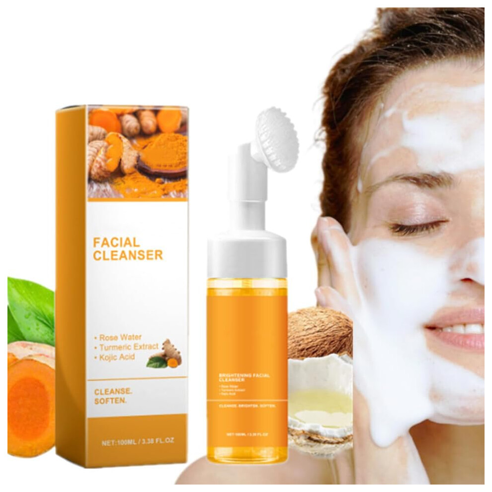 Turmeric Face Wash with Brightening Extract, Deep Cleansing Facial Cleanser for Glowing Skin, 3.38 fl oz