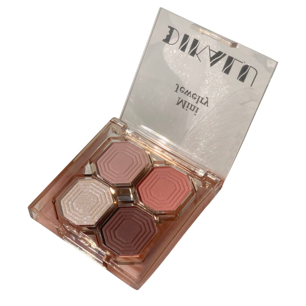 4 Color Glitter Eyeshadow Palette, LongLasting Pigment Shimmer, Smooth Blendable Finish