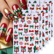 Christmas Nail Stickers 6 Sheets Set, 3D SelfAdhesive Nail Art Decals with Christmas Tree and Bow Designs for Women