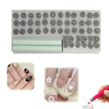 Nail Art Stamp Pen Set with Silicone Tip for Quick Floral Designs, Reusable DIY Stamping Tools Green48