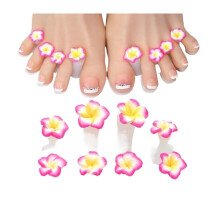 8 Pcs Soft Pink Silicone Toe Separators for Pedicure, Reusable Flower Design Toe Spacer Set