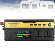 Power Inverter 1600W 12V to 220V Modified Sine Wave Car Converter with Dual AC USB Output and Safety Protection