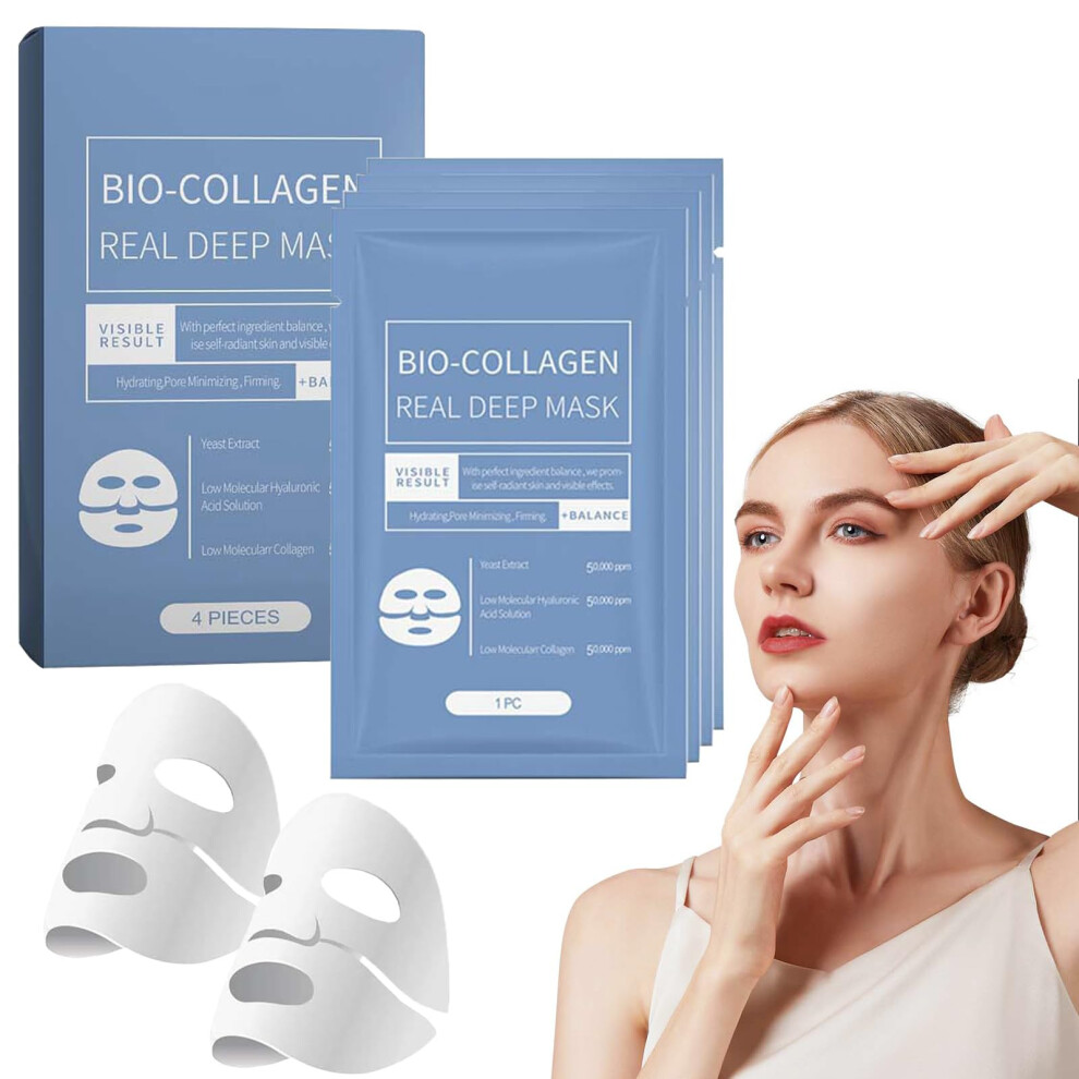 4 Pack Korean Collagen Face Mask Overnight Deep Hydration Biocollagen Firming Skincare Treatment