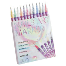 Nail Art Pens 12 Colors Gel Nail Polish Markers Set, Fine Tip Quick Dry Design Pens for Beginners