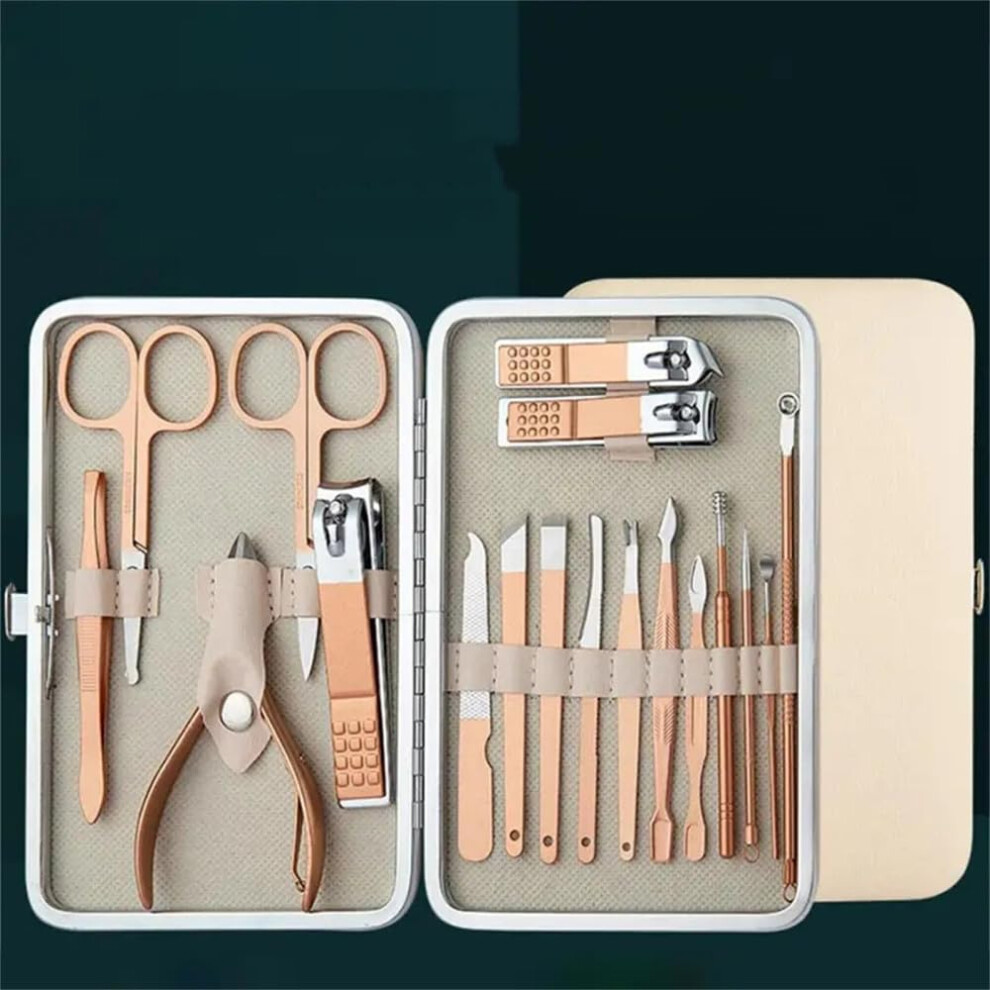 18PCS Stainless Steel Manicure Pedicure Set with Precision Grooming Tools for Home and Travel