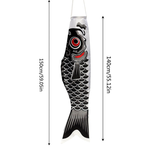 Flaga Windsock Streamer Fish 150cm Czarna 1