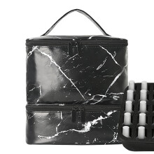Nail Polish Organizer Case Double Layer Storage Bag with Multi Compartments and Lightweight Travel Design