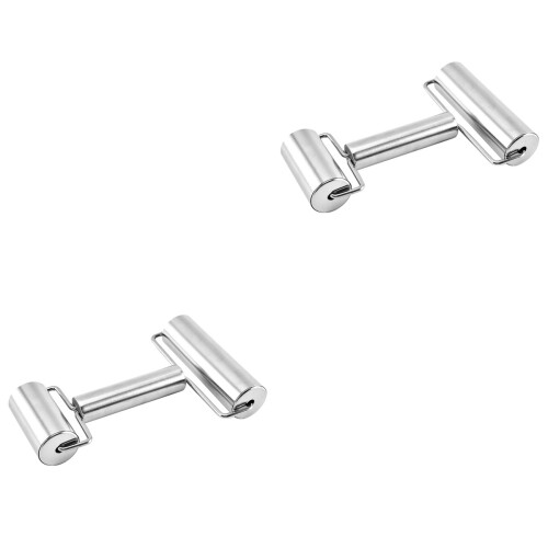 2Pcs Stainless Steel Rolling Sticks for Baking Dough Roller Pin Silver 1