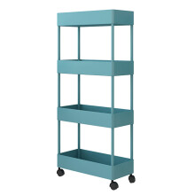 Heavy Duty 4 Tier Rolling Utility Cart with 360 Swivel Wheels, Slim WaterResistant Storage Trolley for Kitchen Bathroom