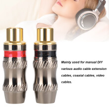Gold Plated RCA Female Soldering Socket 2PCS Zinc Alloy for Audio DIY Extension