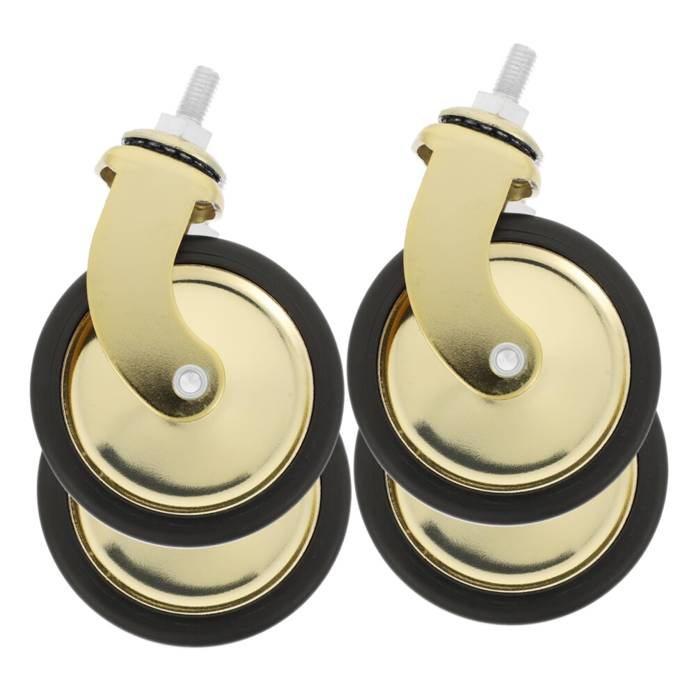 4Pcs Gold Plated Caster Wheels For Furniture And Carts, Smooth 360 Swivel, Floor Protection 9330225556756