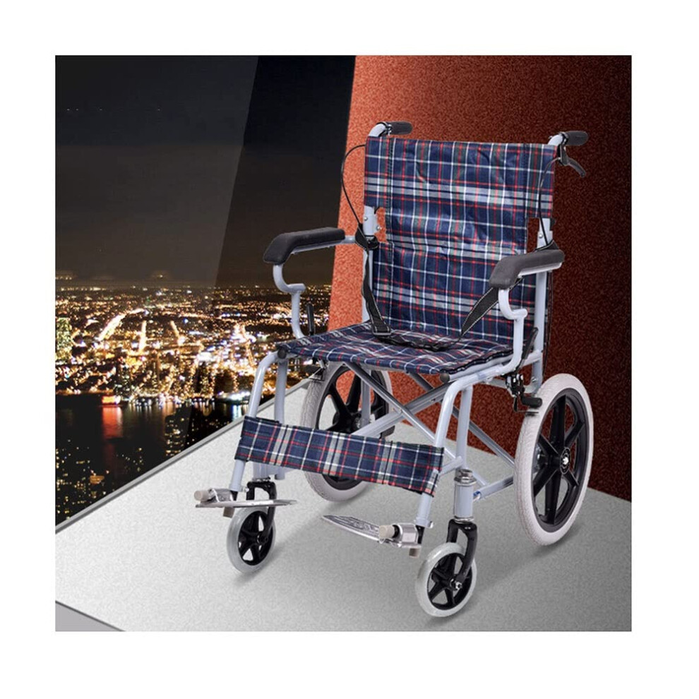 Folding Wheelchair for Elderly Adults, Lightweight Manual Design with Stable Steel Frame