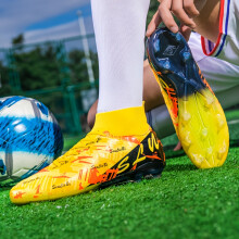 (Yellow, 3.5 Big Kid) Lightweight Outdoor Football Shoes with Long Spikes, Designed for Youth, Ideal for Comfortable Training During