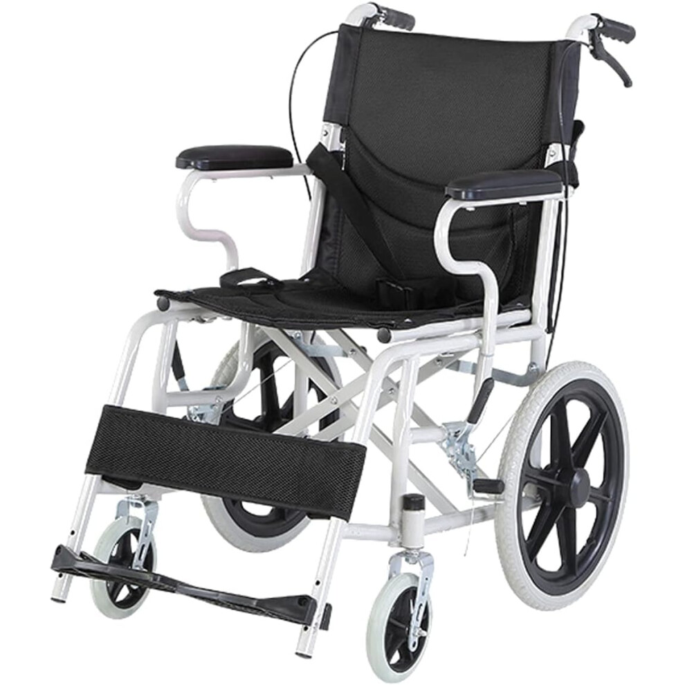 Lightweight Foldable Wheelchair for Adults with Handbrake, Quick Release Footrests, Reversible Armrest