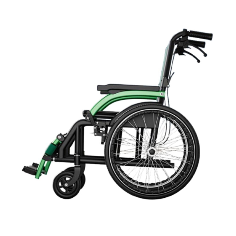 Lightweight Folding Wheelchair for Adults, Aluminum Alloy All Terrain Design with Handbrake and FlipBack Armrests