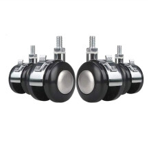 Caster Wheels with Brake, Threaded Stem Swivel Casters Set of 4, Quiet Rolling Wear Resistant Silver