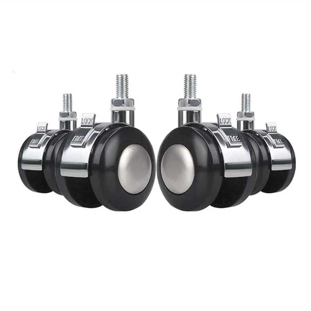 Caster Wheels With Brake, Threaded Stem Swivel Casters Set Of 4, Quiet Rolling Wear Resistant Silver 9351714862110