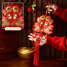 (Pisces) Collectible Figurines New Year Holiday Decorations, Lion Dance Double Fish Bell Tassel Pendants