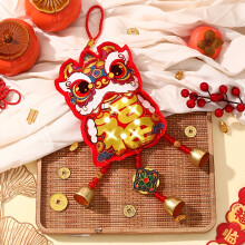 (Lion Dance) Collectible Figurines New Year Holiday Decorations, Lion Dance Double Fish Bell Tassel Pendants