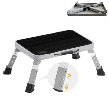 Adjustable RV Step Stool with Non‑Slip Wide Pedals, Heavy Duty Folding Metal Camper Step Supports 330lbs