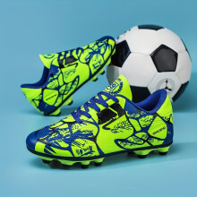 (Green Yellow, 11 Little Kid) Scarpe da calcio da allenamento e da competizione per ragazzi, basse e lunghe, con tacchetti leggeri e traspiranti