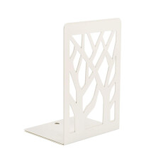 White Metal Bookends Set, Heavy Duty Tree Shadow Design Book Shelf Supports, Non Slip 3 Pair