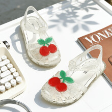 (White, 6-6.5 Toddler) Girls' Crystal Fruit Cherry Flat Shoes, Suitable for Indoor, Bathroom, Non-Slip, Home, Outdoor, Commuting, Travel